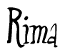 The image is a stylized text or script that reads 'Rima' in a cursive or calligraphic font.