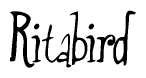 The image contains the word 'Ritabird' written in a cursive, stylized font.
