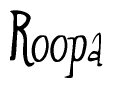 The image is a stylized text or script that reads 'Roopa' in a cursive or calligraphic font.