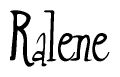 The image is of the word Ralene stylized in a cursive script.