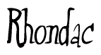 The image contains the word 'Rhondac' written in a cursive, stylized font.
