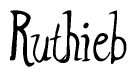The image is of the word Ruthieb stylized in a cursive script.