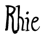 The image is a stylized text or script that reads 'Rhie' in a cursive or calligraphic font.