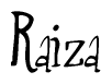 The image is a stylized text or script that reads 'Raiza' in a cursive or calligraphic font.