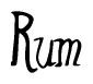 The image contains the word 'Rum' written in a cursive, stylized font.