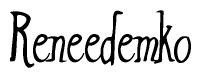 The image contains the word 'Reneedemko' written in a cursive, stylized font.