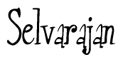 The image is a stylized text or script that reads 'Selvarajan' in a cursive or calligraphic font.