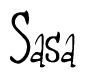 The image is of the word Sasa stylized in a cursive script.
