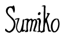 The image is a stylized text or script that reads 'Sumiko' in a cursive or calligraphic font.