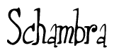 The image contains the word 'Schambra' written in a cursive, stylized font.