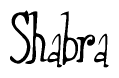 The image contains the word 'Shabra' written in a cursive, stylized font.