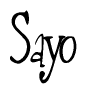 The image contains the word 'Sayo' written in a cursive, stylized font.