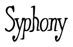 The image is a stylized text or script that reads 'Syphony' in a cursive or calligraphic font.