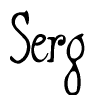 The image contains the word 'Serg' written in a cursive, stylized font.