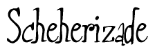 The image is of the word Scheherizade stylized in a cursive script.