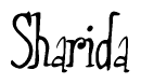 The image contains the word 'Sharida' written in a cursive, stylized font.