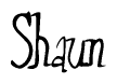 The image contains the word 'Shaun' written in a cursive, stylized font.
