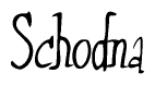 The image is of the word Schodna stylized in a cursive script.