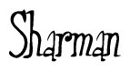 The image is of the word Sharman stylized in a cursive script.
