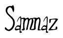 The image contains the word 'Samnaz' written in a cursive, stylized font.