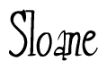 The image is a stylized text or script that reads 'Sloane' in a cursive or calligraphic font.