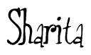 The image contains the word 'Sharita' written in a cursive, stylized font.