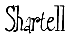 The image is of the word Shartell stylized in a cursive script.