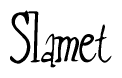 The image is a stylized text or script that reads 'Slamet' in a cursive or calligraphic font.