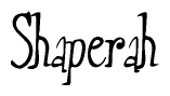 The image contains the word 'Shaperah' written in a cursive, stylized font.