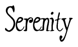   The image is of the word Serenity stylized in a cursive script. 