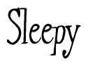 The image is a stylized text or script that reads 'Sleepy' in a cursive or calligraphic font.