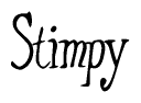 The image is of the word Stimpy stylized in a cursive script.
