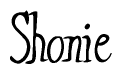 The image contains the word 'Shonie' written in a cursive, stylized font.
