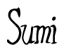 The image is of the word Sumi stylized in a cursive script.
