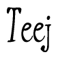 The image is of the word Teej stylized in a cursive script.
