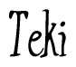 The image contains the word 'Teki' written in a cursive, stylized font.