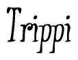 The image contains the word 'Trippi' written in a cursive, stylized font.