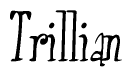 The image contains the word 'Trillian' written in a cursive, stylized font.