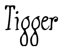The image is a stylized text or script that reads 'Tigger' in a cursive or calligraphic font.