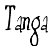 The image is of the word Tanga stylized in a cursive script.