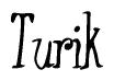 The image is of the word Turik stylized in a cursive script.