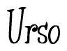 The image is a stylized text or script that reads 'Urso' in a cursive or calligraphic font.