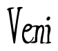 The image is a stylized text or script that reads 'Veni' in a cursive or calligraphic font.
