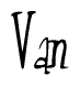 The image is of the word Van stylized in a cursive script.