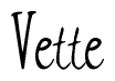 The image contains the word 'Vette' written in a cursive, stylized font.