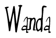 The image contains the word 'Wanda' written in a cursive, stylized font.
