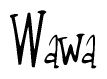 The image is of the word Wawa stylized in a cursive script.