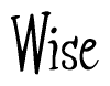 The image is a stylized text or script that reads 'Wise' in a cursive or calligraphic font.