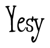 The image is a stylized text or script that reads 'Yesy' in a cursive or calligraphic font.