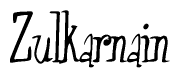 The image is of the word Zulkarnain stylized in a cursive script.